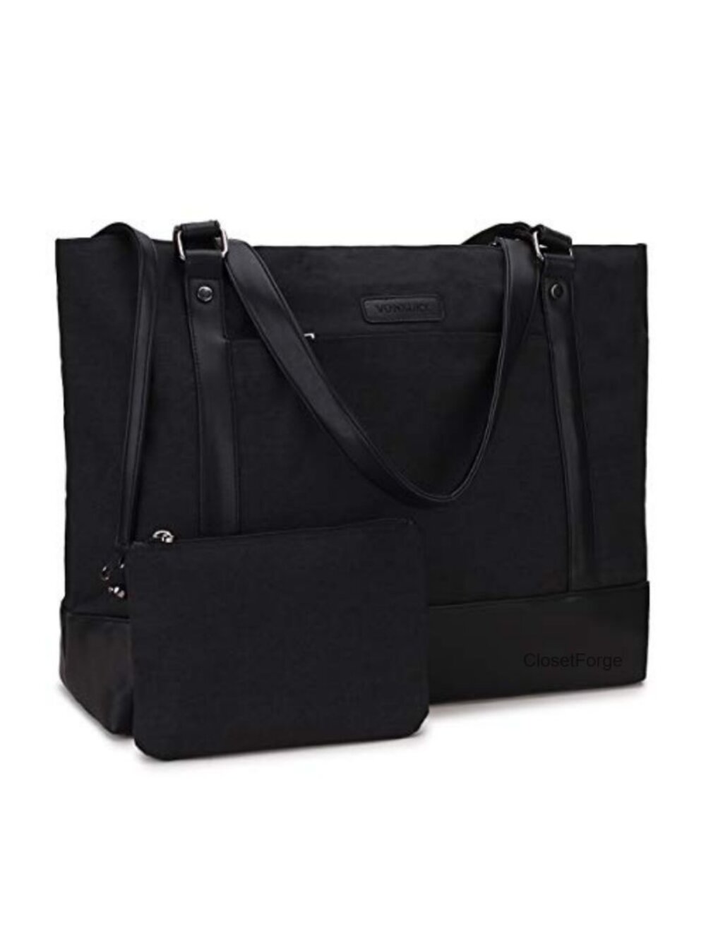 15.6" Laptop Tote Bag Women Faux Leather Work Travel Purse with Pouch
